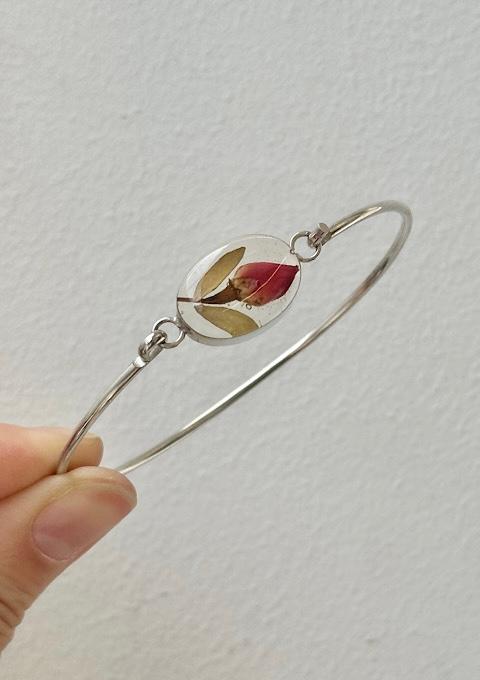 Flower Resin 925silver bangle