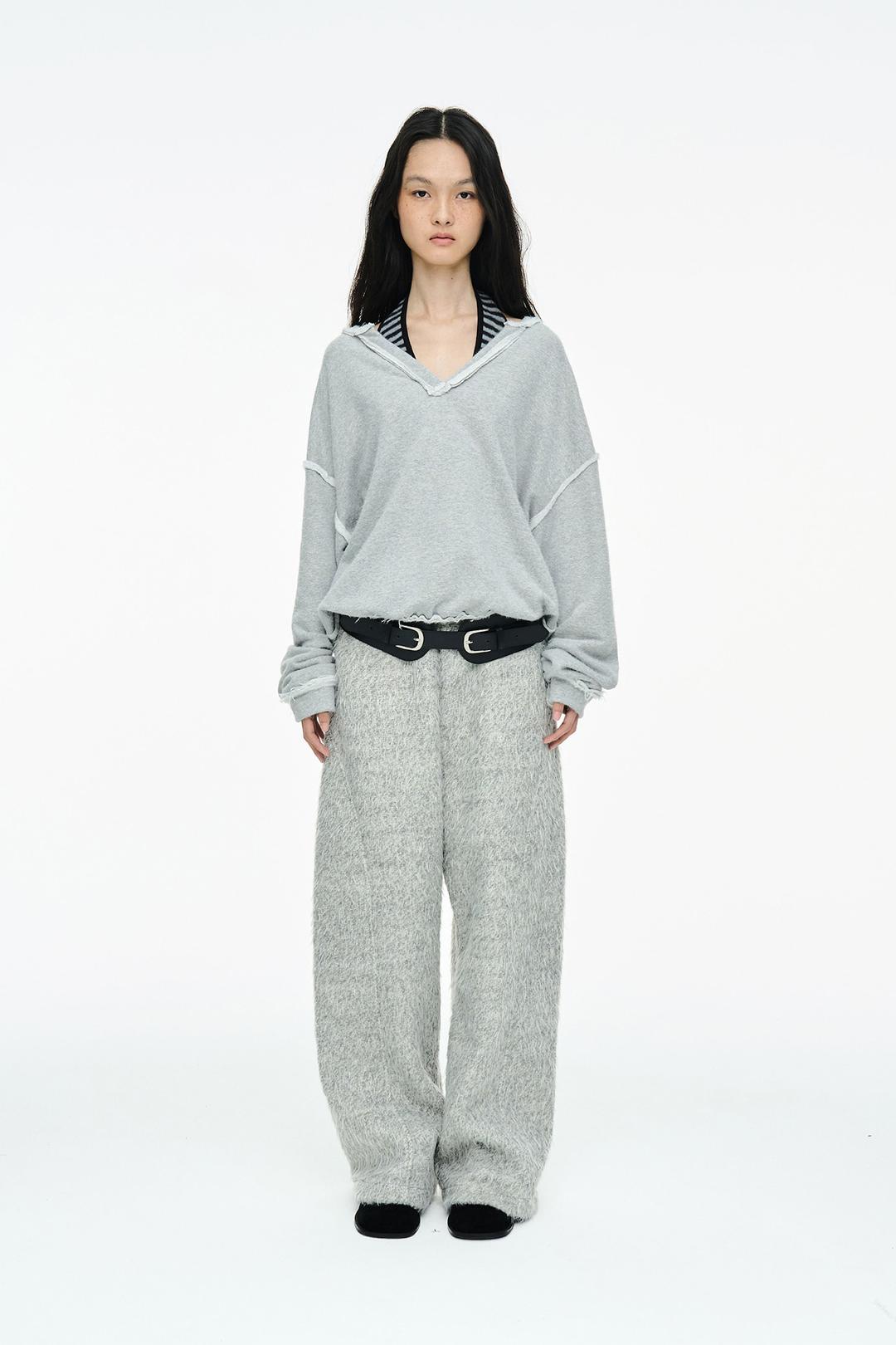 HAIRY WIDE PANTS / GRAY