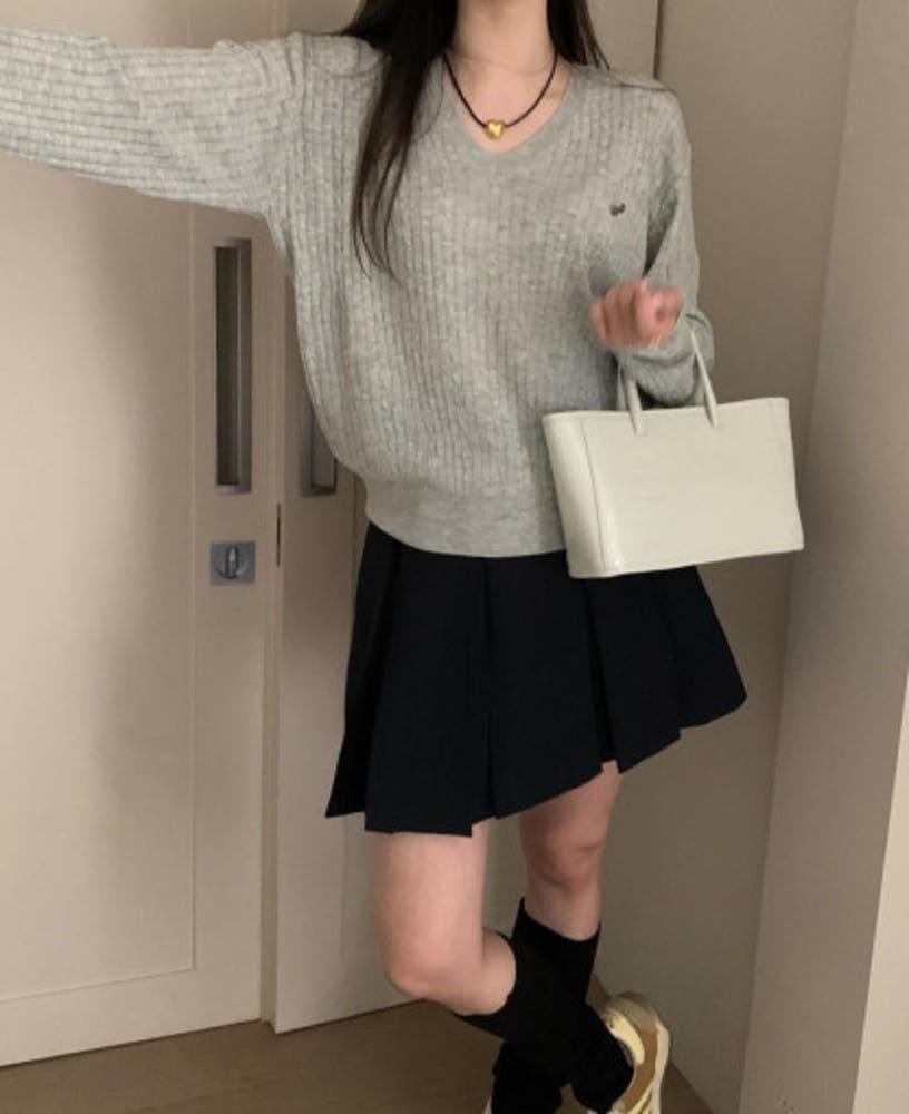 프영띵 케이블 니트 5color 브이넥 오버핏 여리여리 니트