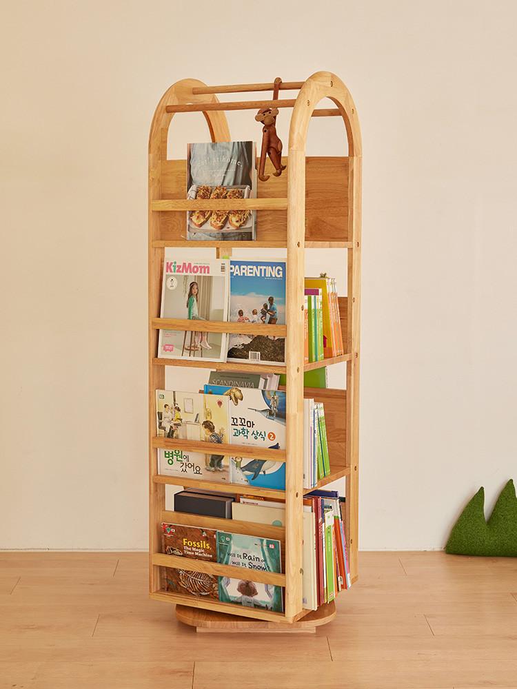 팀버토츠 올라운드 4단 원목 회전책장 어린이 성인책장