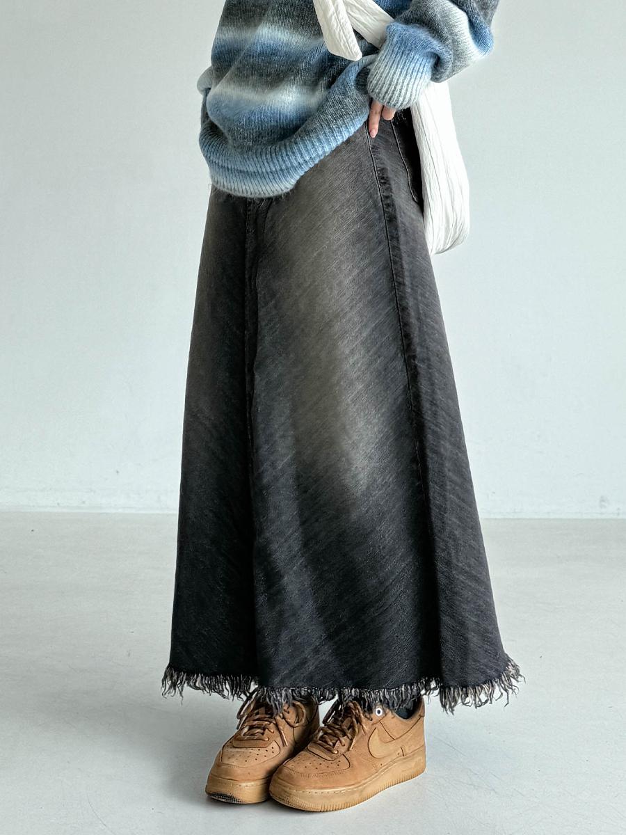 오블리크 데님스커트