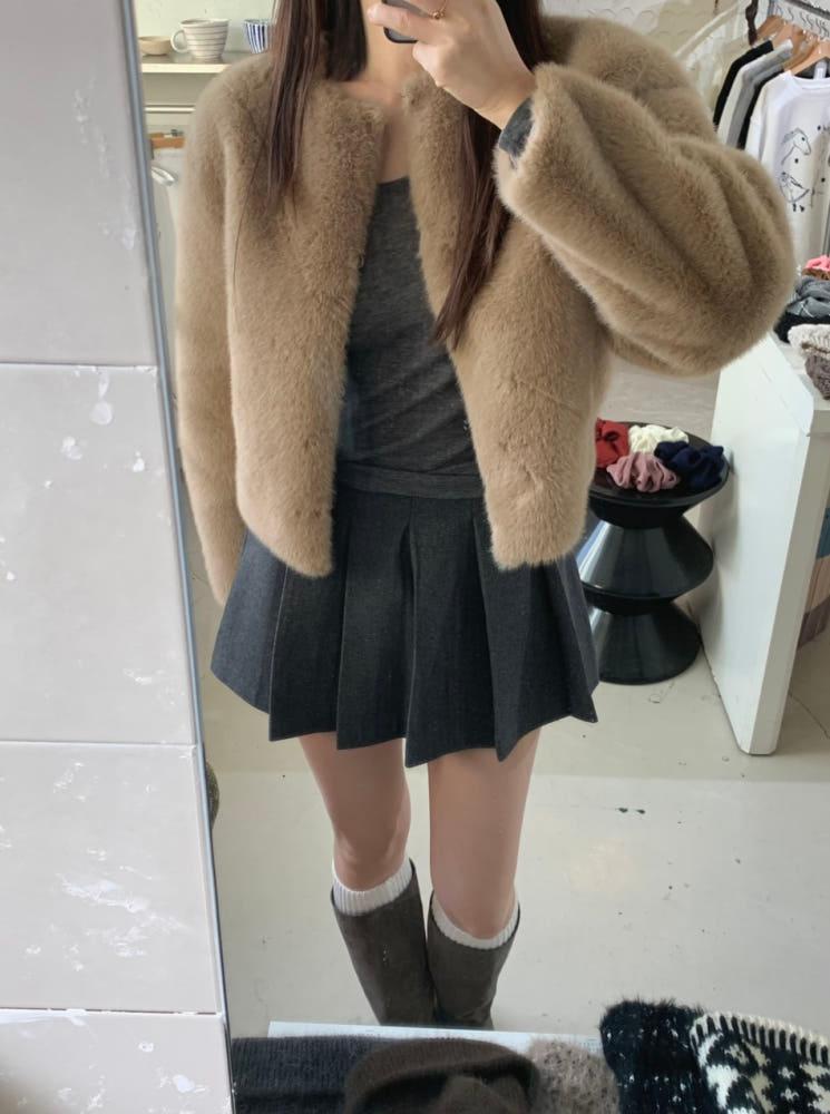 (베 당일) 노카라 밍크 퍼 자켓 (2col)