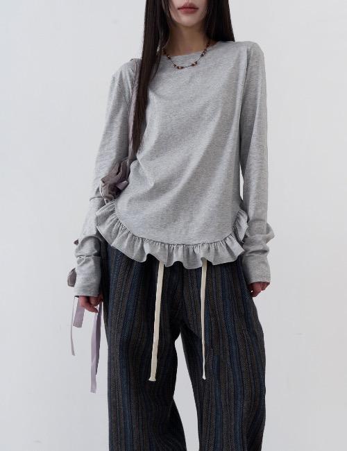 로웨어 round frill tee