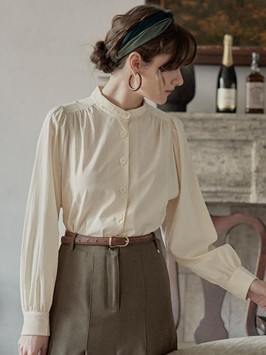 PM_Apricot collarless shirt