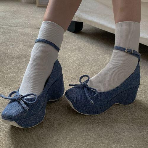 RETRO CHUNKY STRAP HEEL SANDAL(CHECK, DENIM, BLACK 3COLORS!)