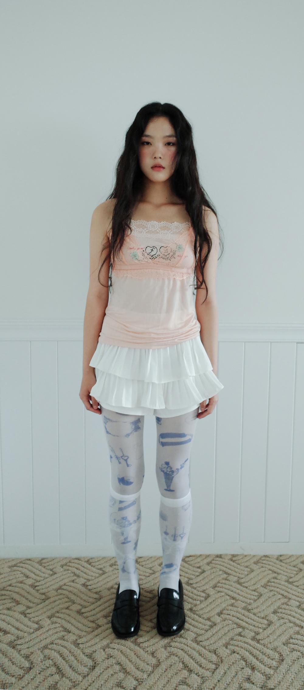 pleats layered skirt+pants