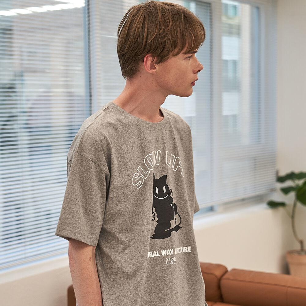 빅 스마일 캣 반팔 티셔츠 [멜란지]