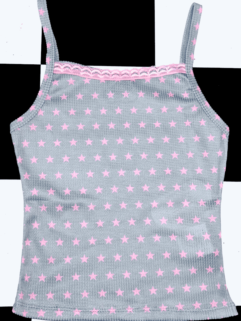 STAR WAFFLE TANK IN GREY