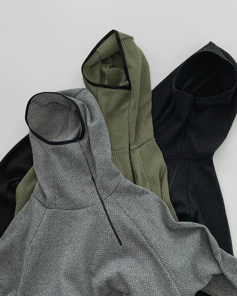 미들 레이어 기모 후디 와플 티셔츠