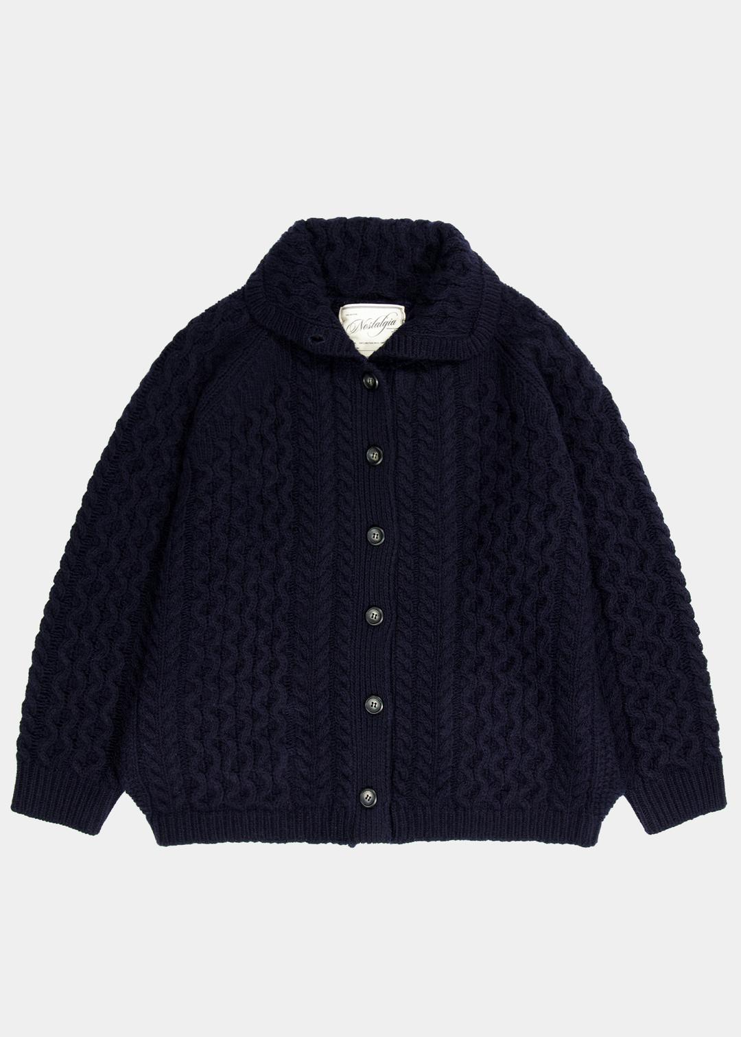 SHETLAND PURE WOOL CARDIGAN - NAVY