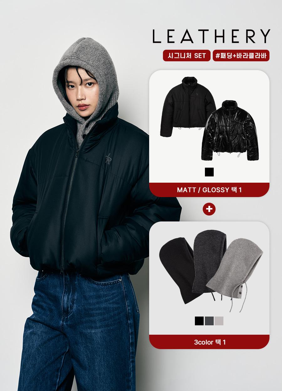 크룩키드 스티치 크롭 푸퍼 자켓 [2COLOR] + 바라클라바 SET