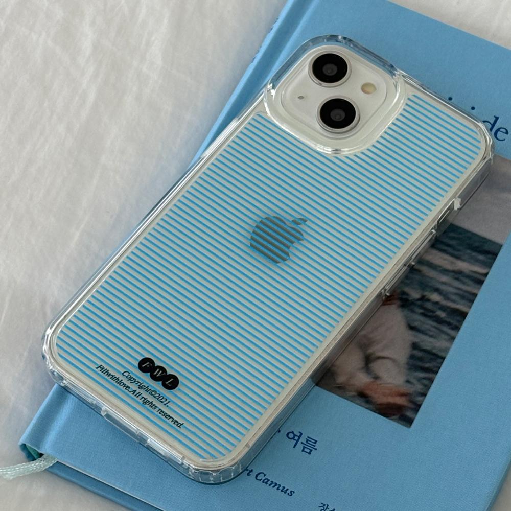 [맥세이프] Stipe slim(blue) 젤하드 케이스