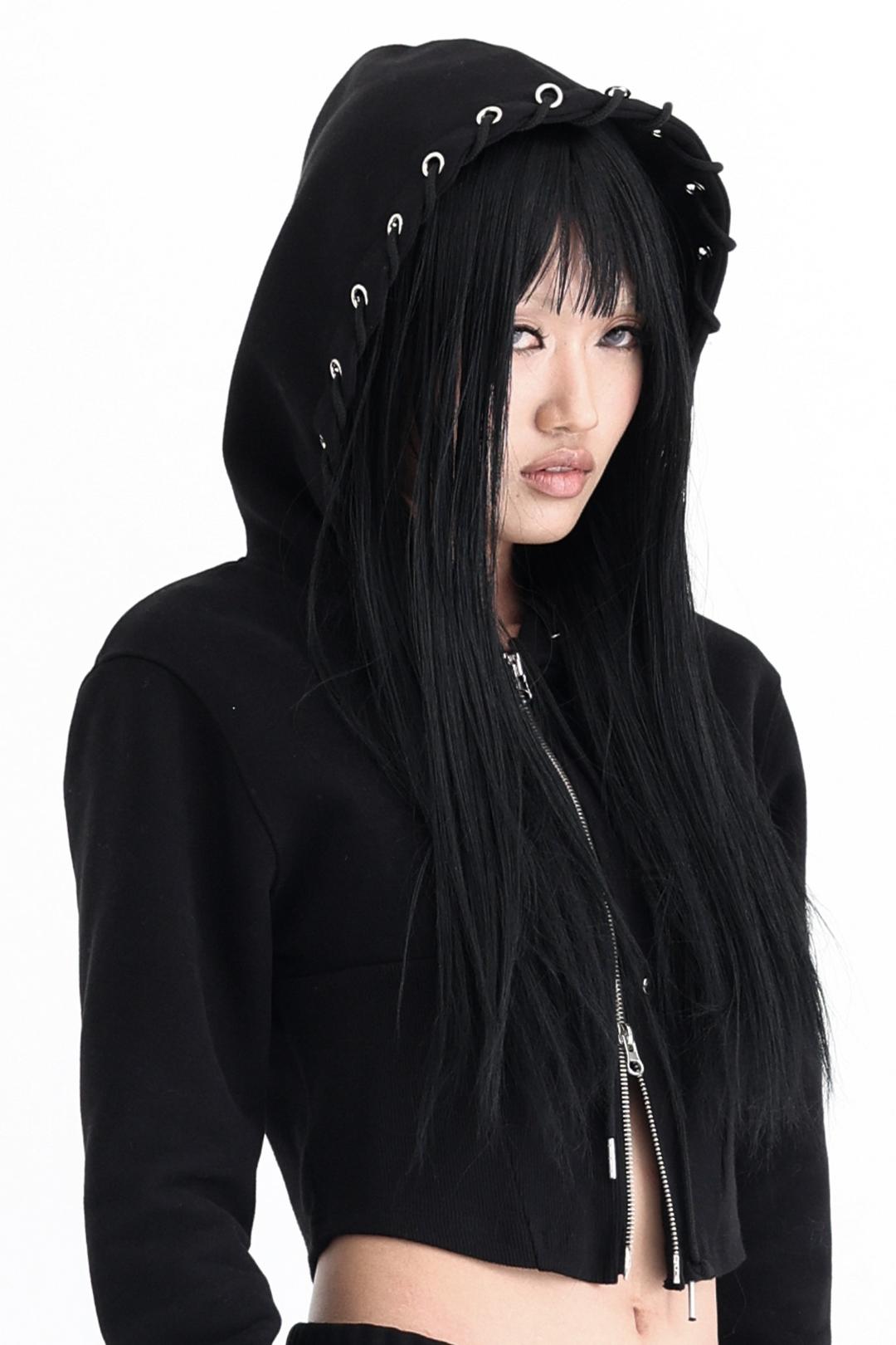 tie me up hoodie zip-up