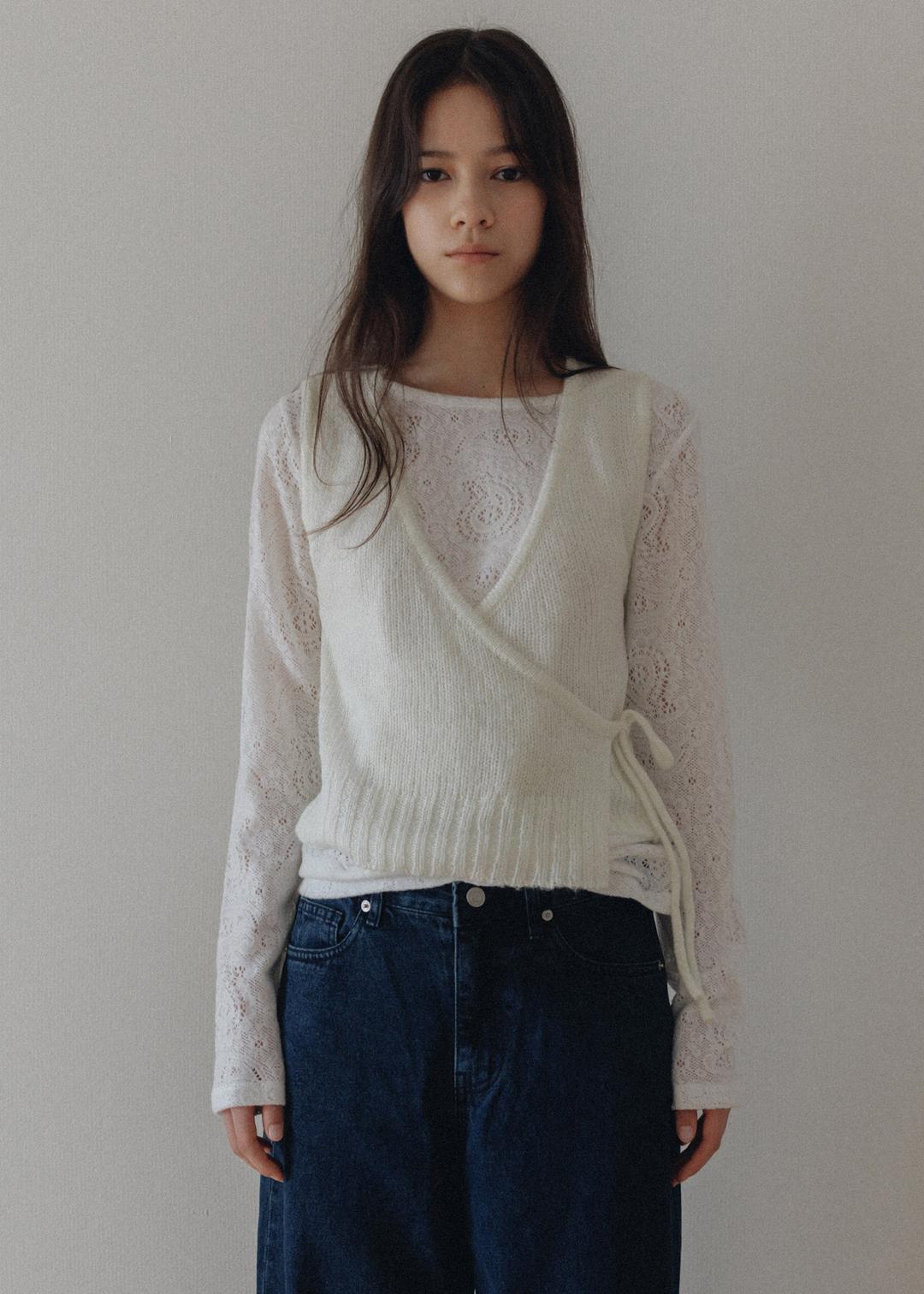 Grace wrap bustier knit (cream)