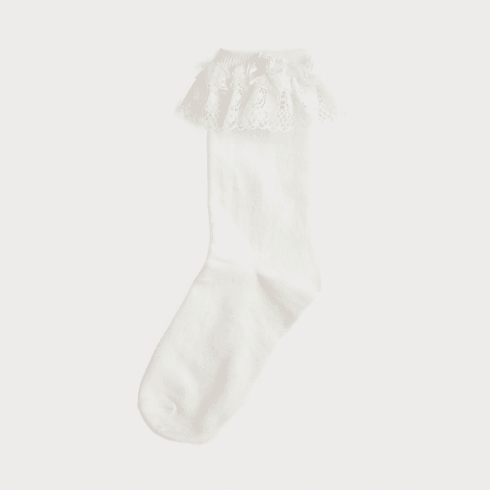 Frilled lace socks (white)