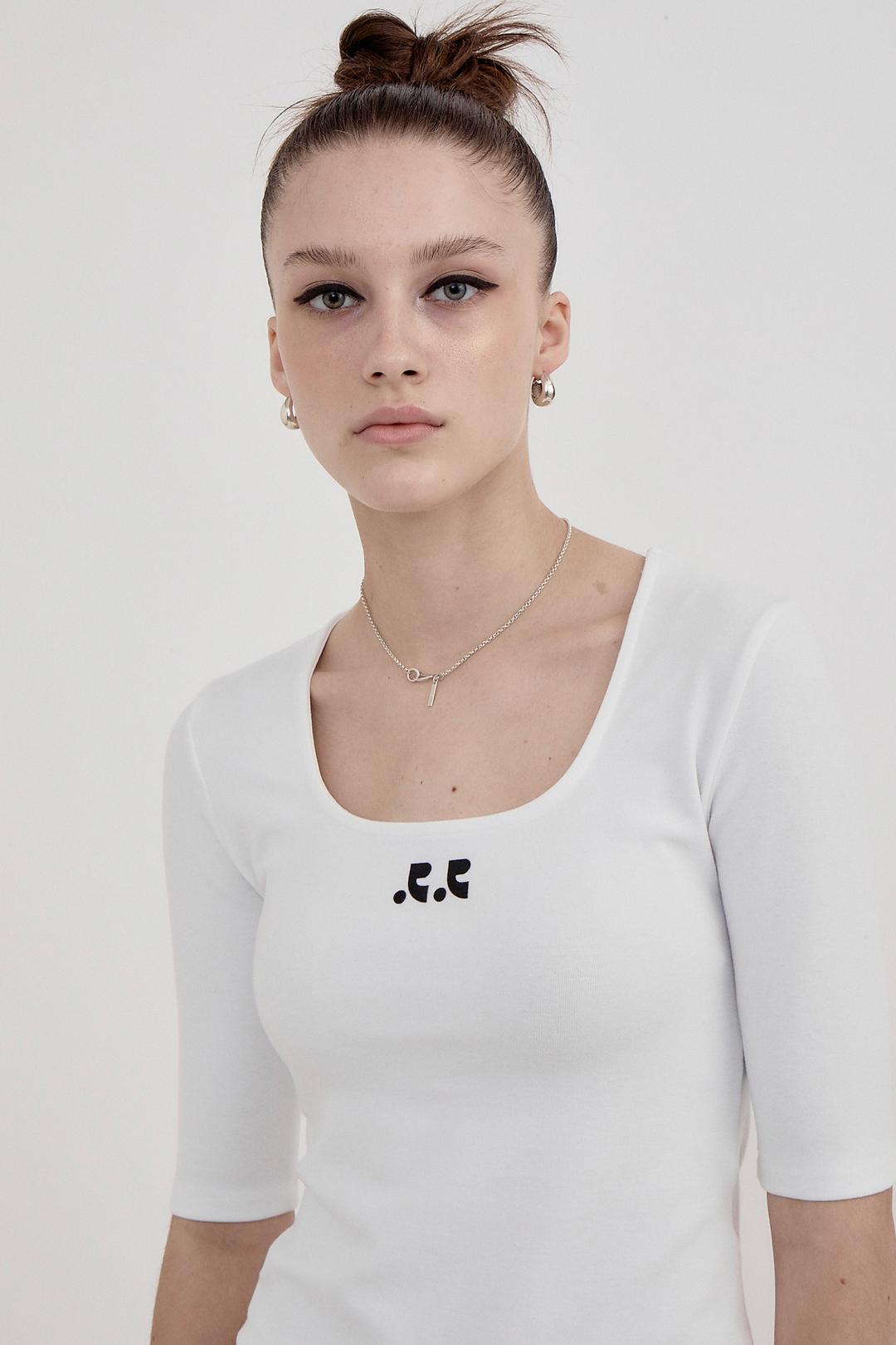 RR LOGO SQUARE NECK TOP - WHITE