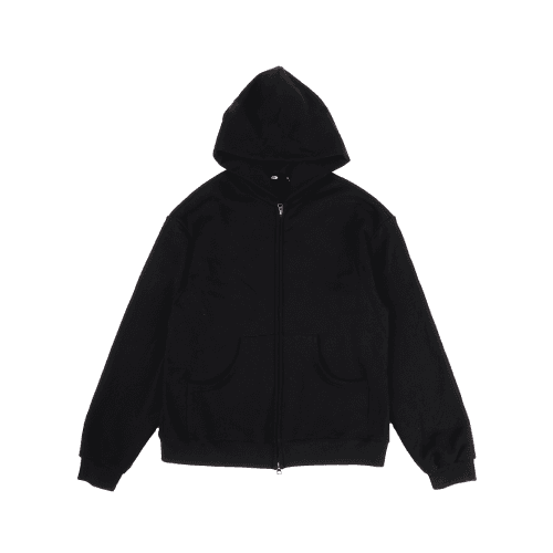 [ERTR X 니들]Leather Applique Hoodie Zip Up (black)
