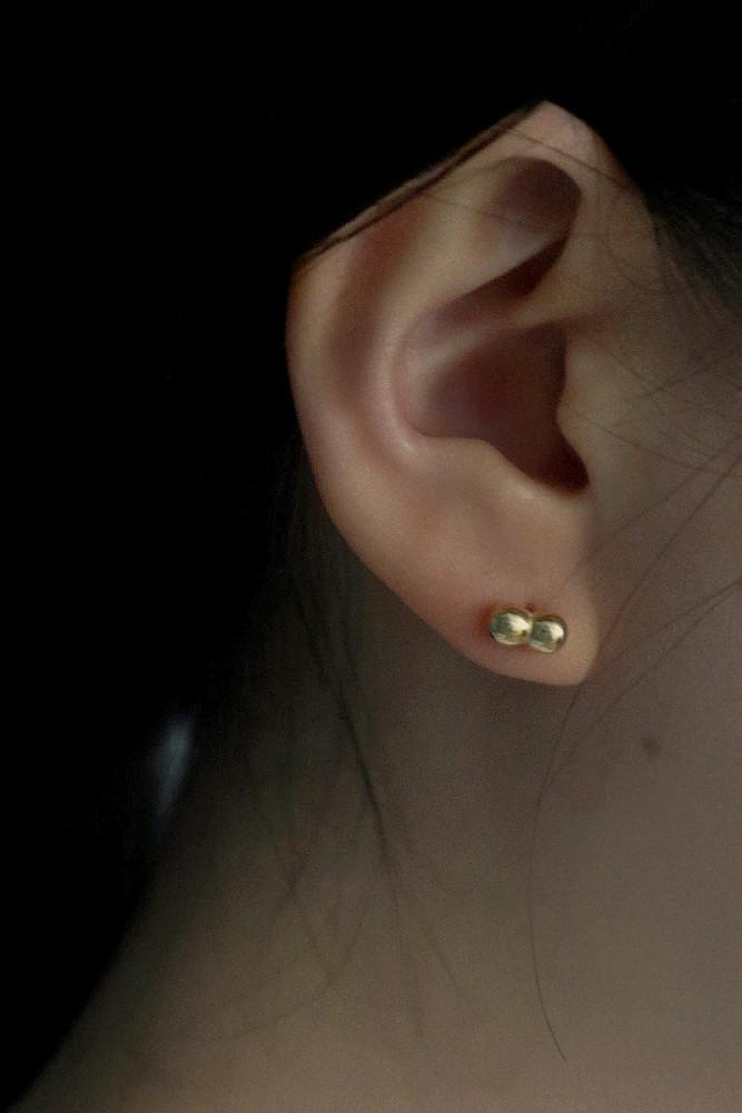 925silver 트윈 미니볼 스터드 귀걸이 (2 color) - 무드크로키