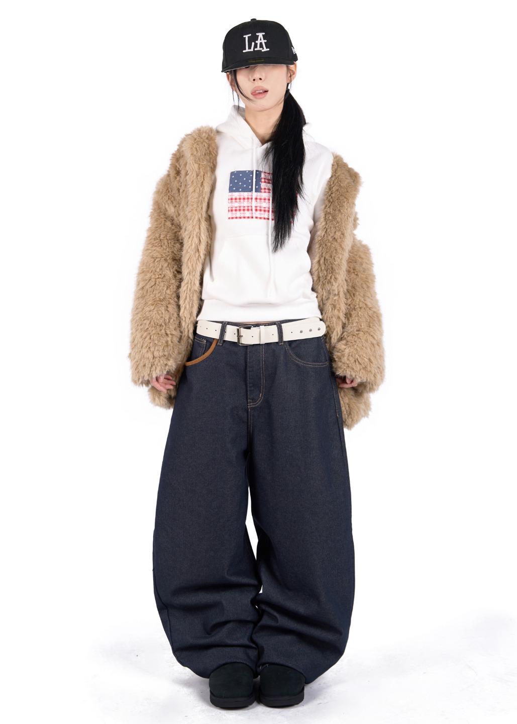 릿킴 PIPING RAW BALLOON JEANS