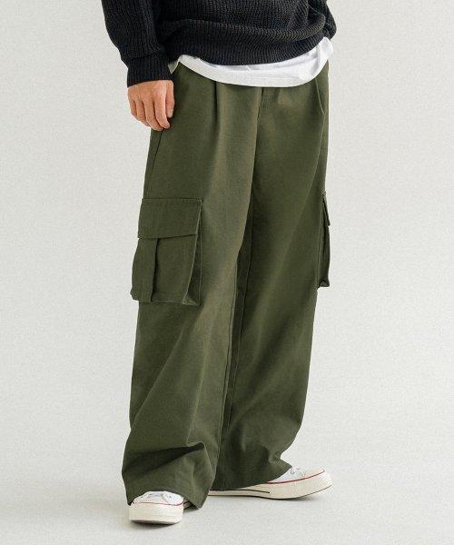 어게인스트 올 오즈(AGAINST ALL ODDS)  와이드 빅포켓 코튼 카고 밴딩 팬츠 [카키] - 사이즈 & 후기 | 무신사