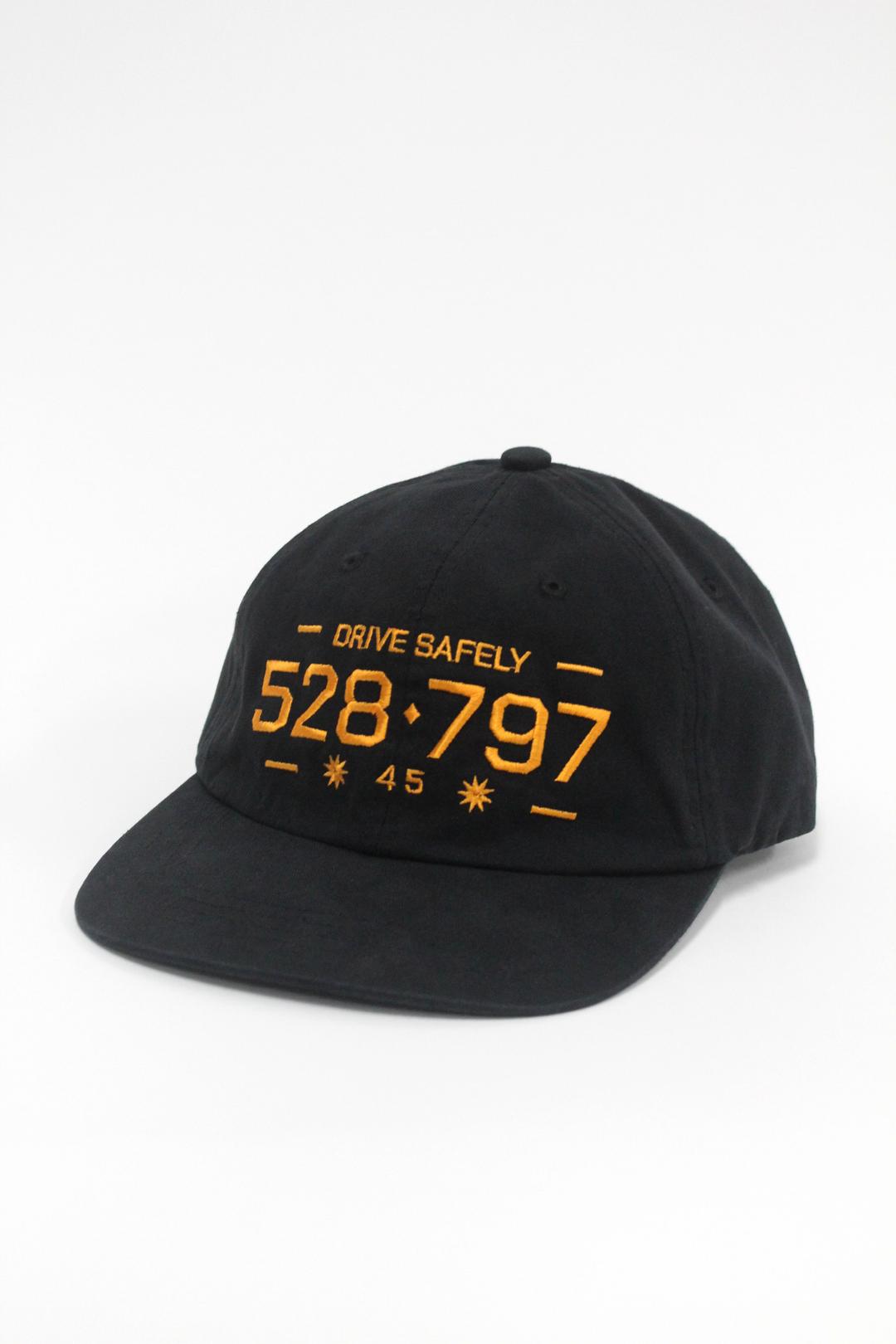 Washed Car Plate 6 Panel Cap (Black)