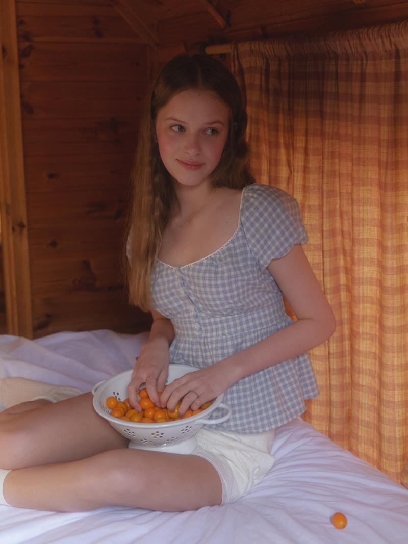 Corbeil lace blouse (blue check)