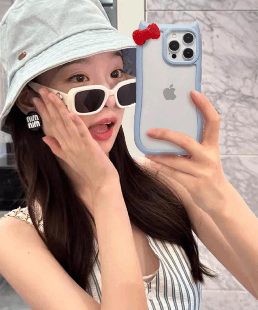 귀여운 고양이 귀 실리콘 키튼 리본 갤럭시 아이폰 케이스 아이폰16