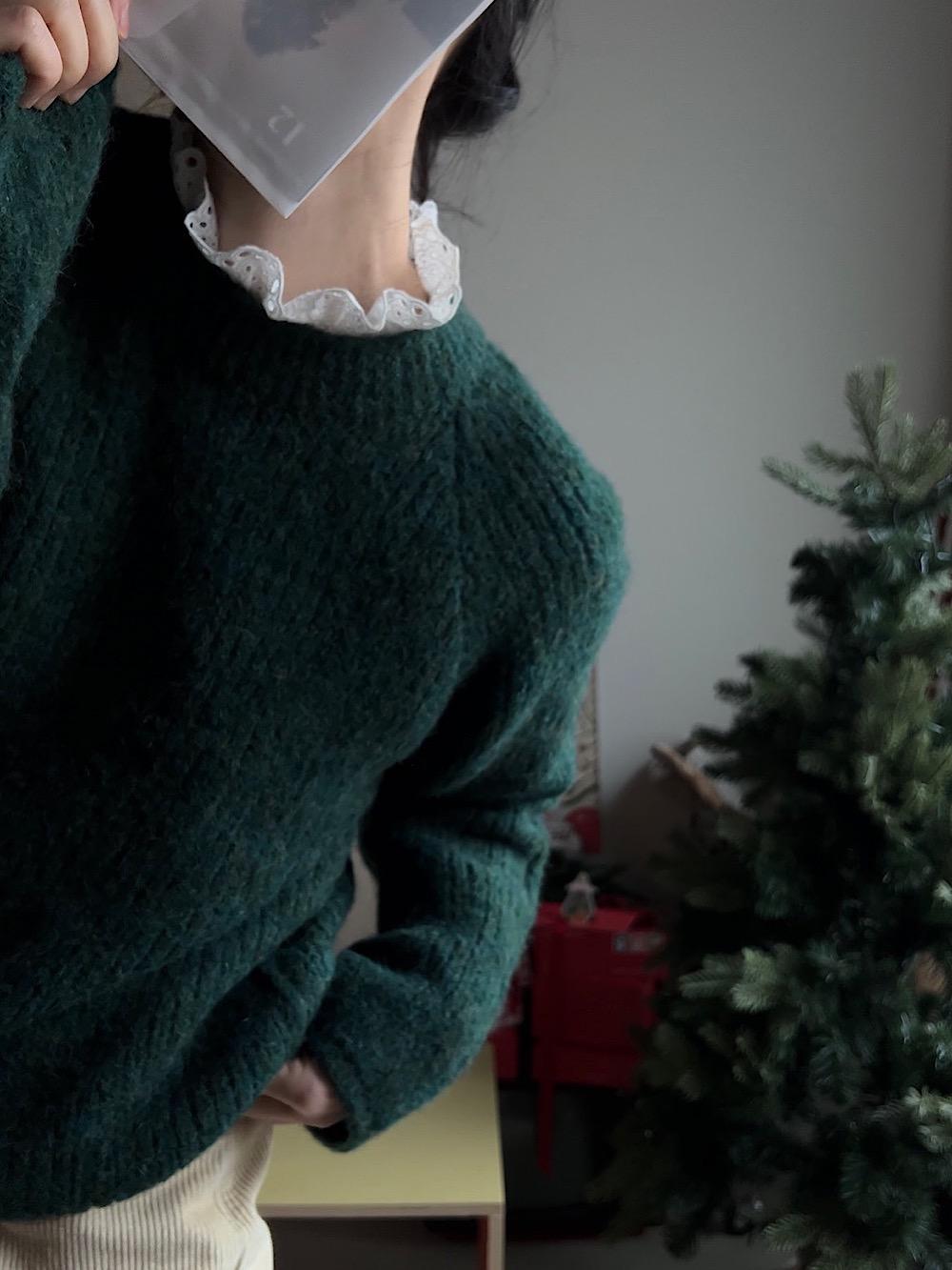 Sérénité wool round relax knitwear - green