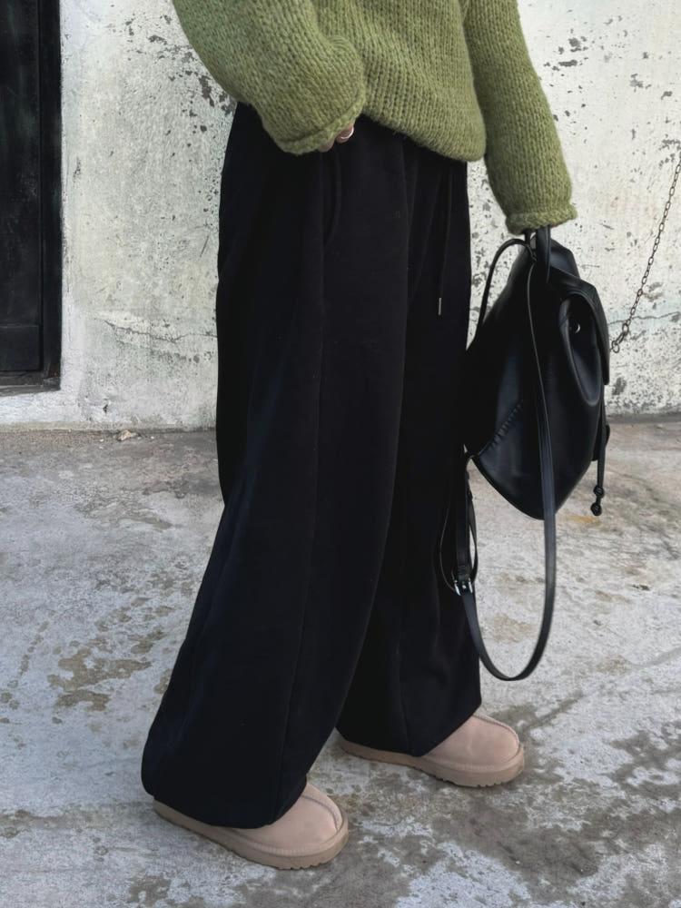 피카 사이드핀턱 양기모 투웨이 와이드 트레이닝팬츠(블랙)