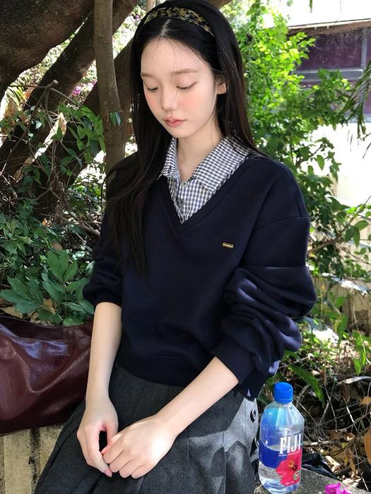 글릿 체크 레이어드 스웻셔츠 ( 2 colors )