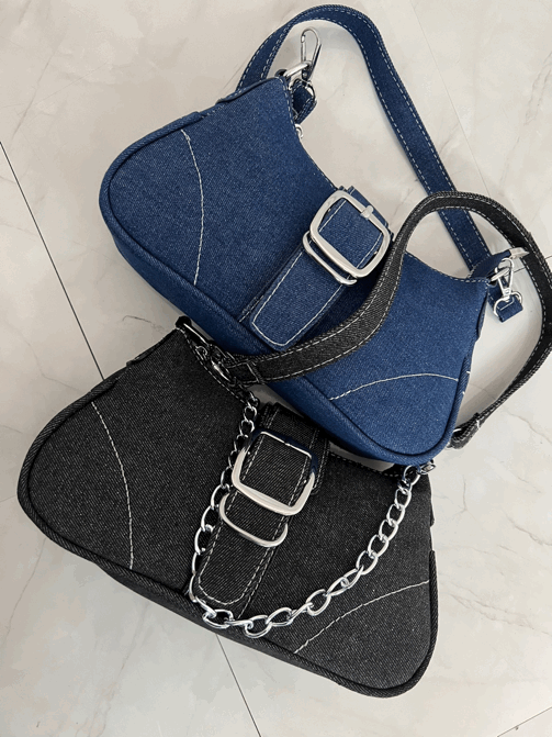 소장추천🤍y2k 데님 버클 숄더백 체인백 데님호보백