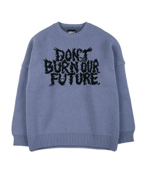 Oversized Slogan Wool Knit Sweater [Lilac]