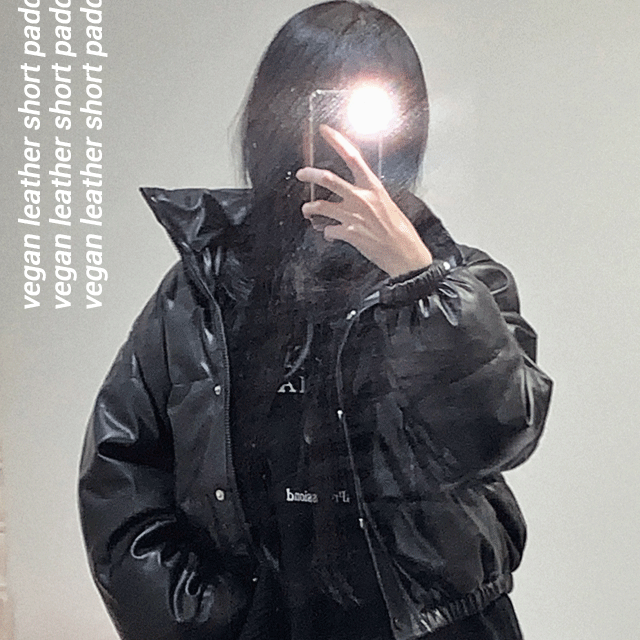 비건 레더 숏 패딩