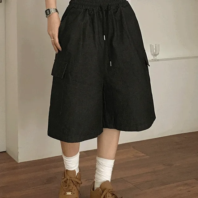 [탄탄핏🖤] 오버 보이 생지 버뮤다 데님 카고 밴딩 반바지 숏팬츠 2color