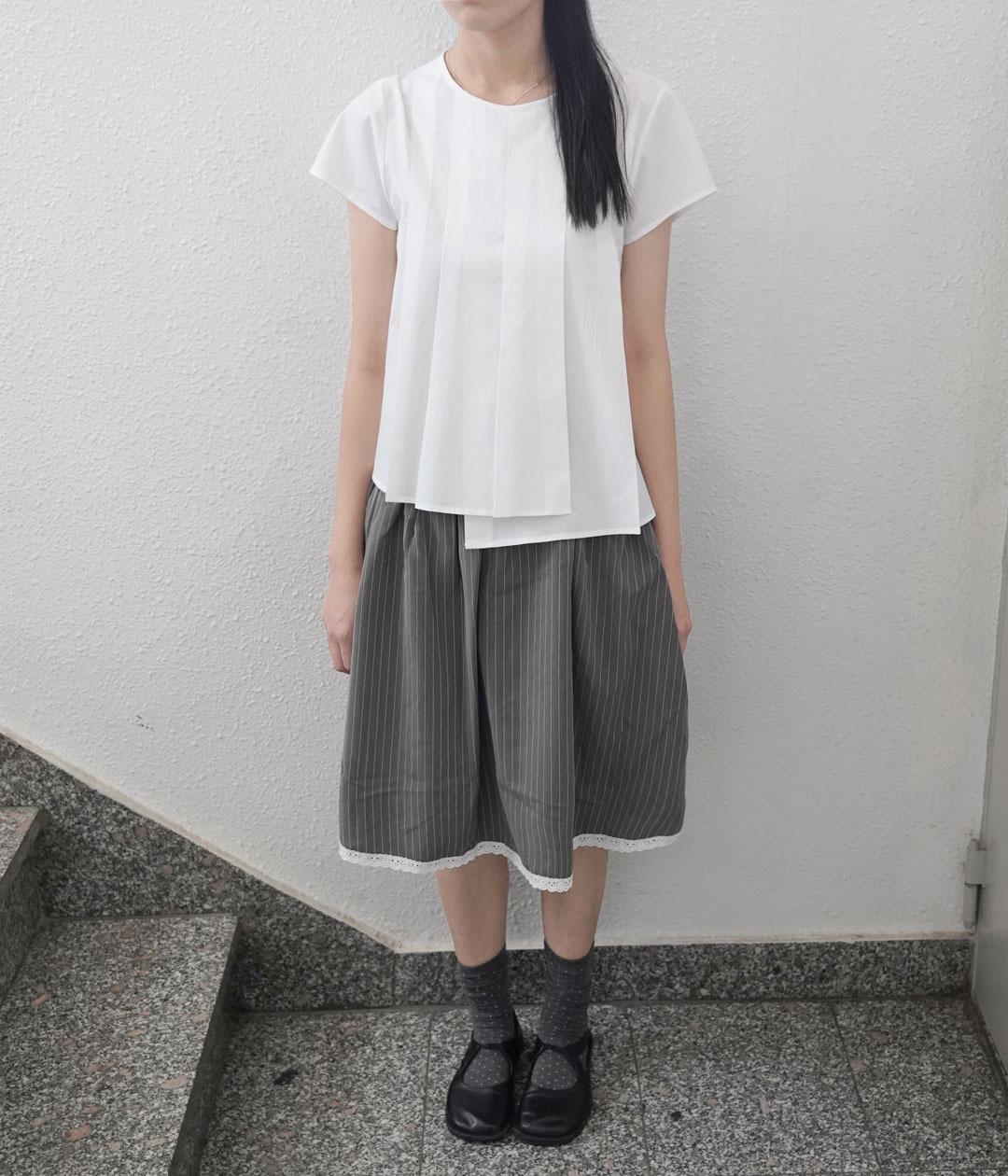피에브레 pleats cotton blouse (2c)