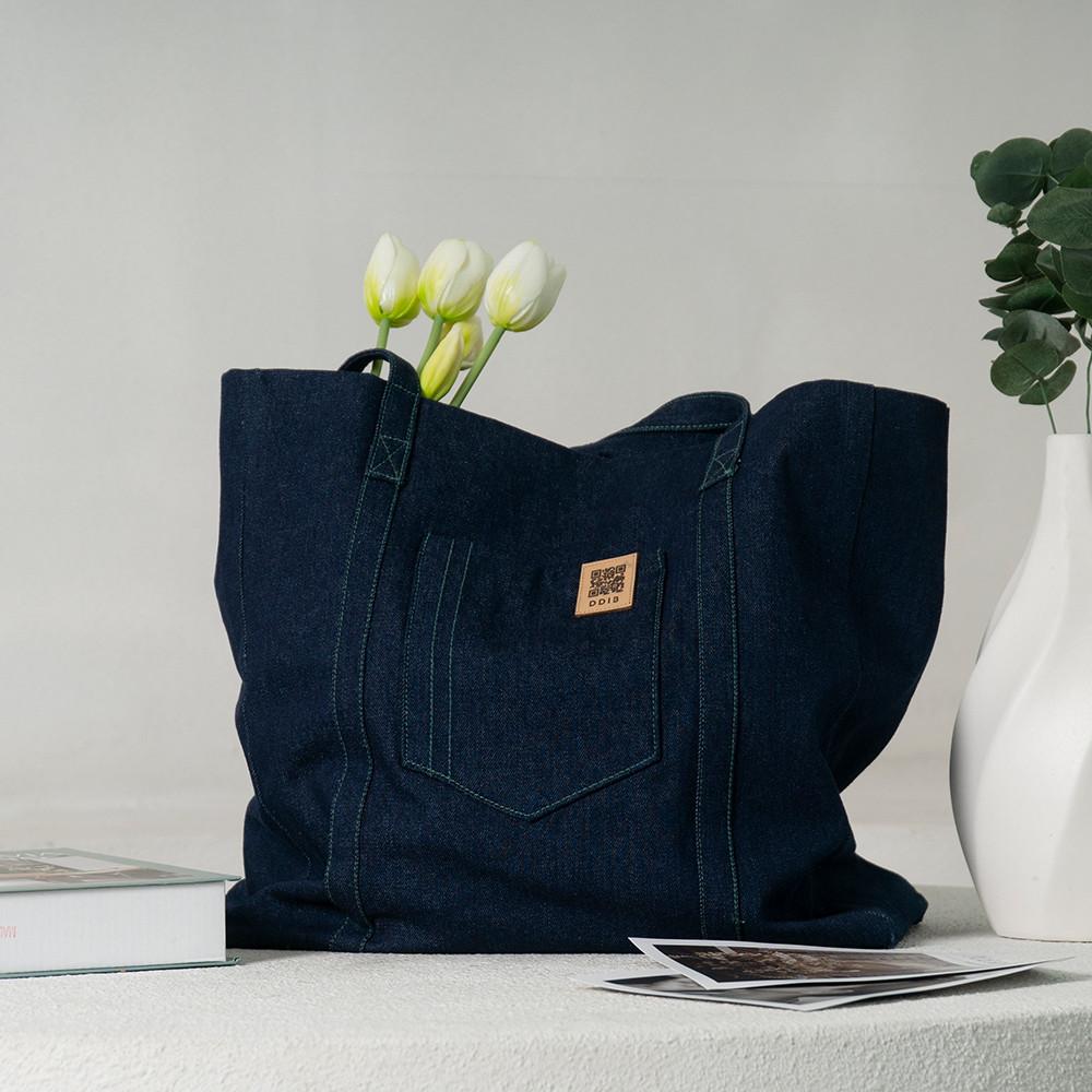 코드그린 데님에코백 청에코백 인디고 블루