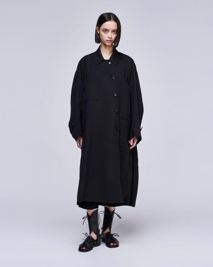 송지오 컬렉션 바이어스 컷 트렌치 코트 블랙
