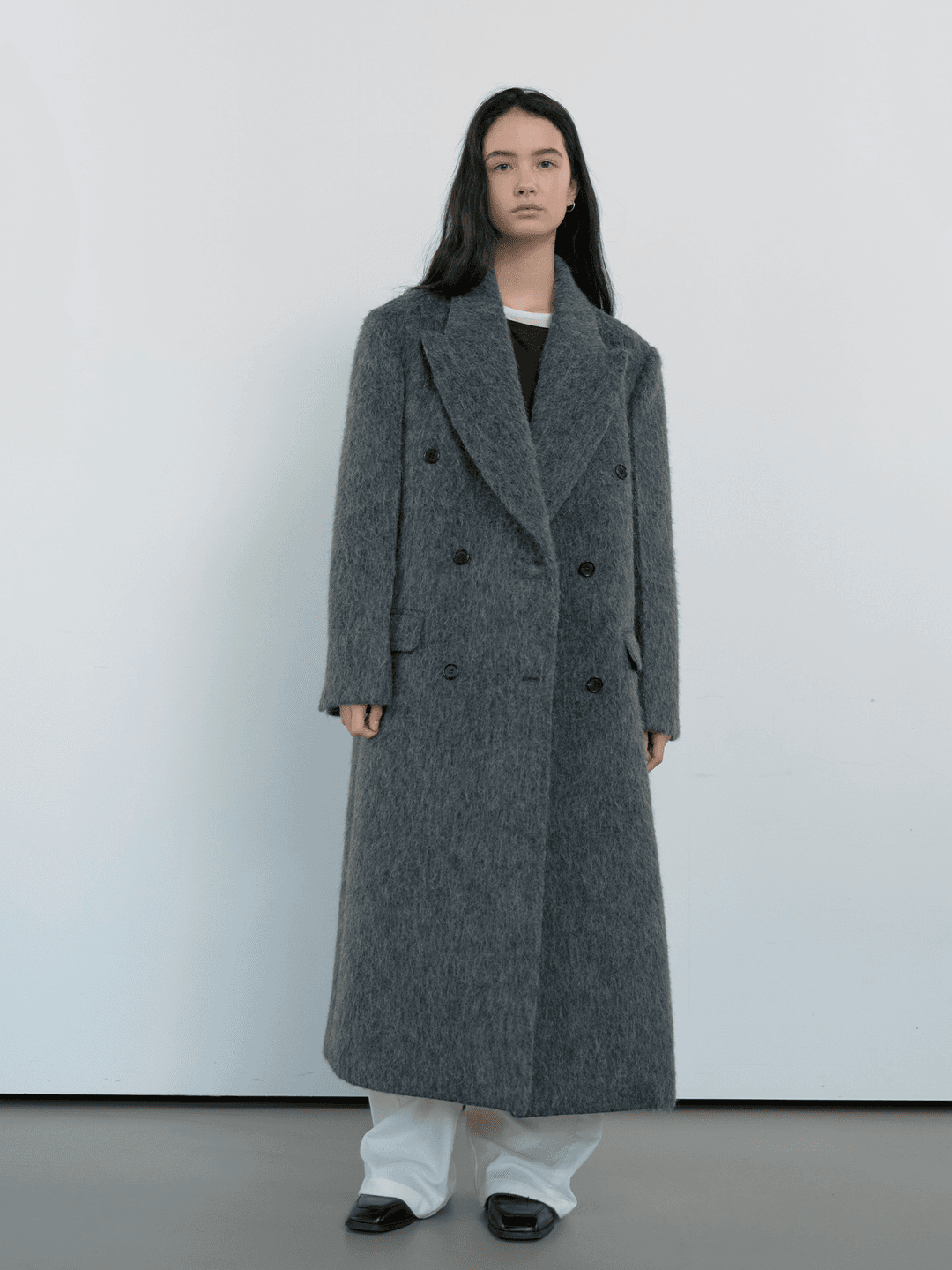 HAIRY ALPACA MAXI LONG COAT_CHARCOAL