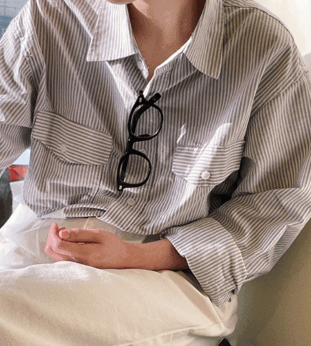 옥스포드 스트라이프 포켓 셔츠 (2color)