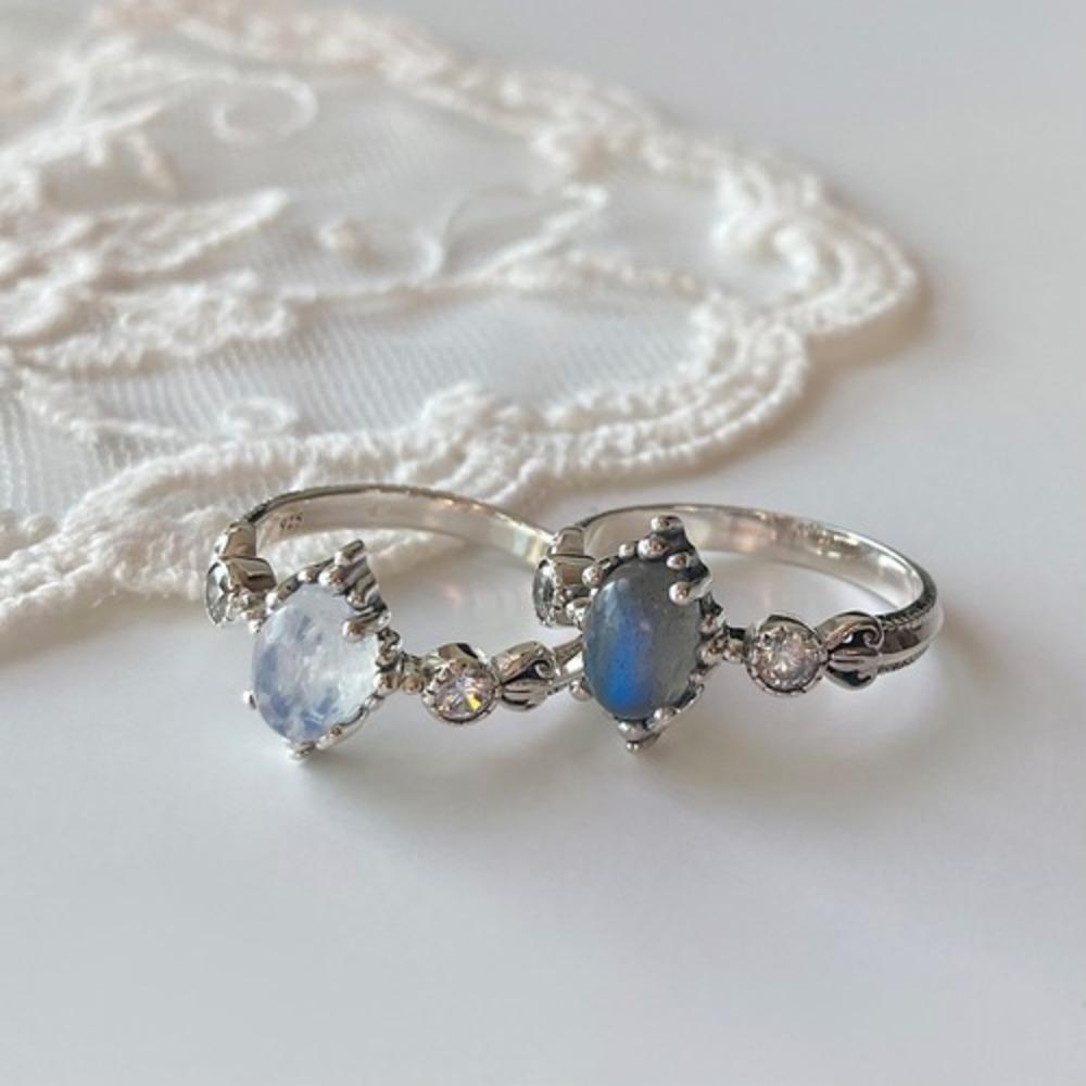 [실버925] 앤틱 크라운 원석 반지 (2color)