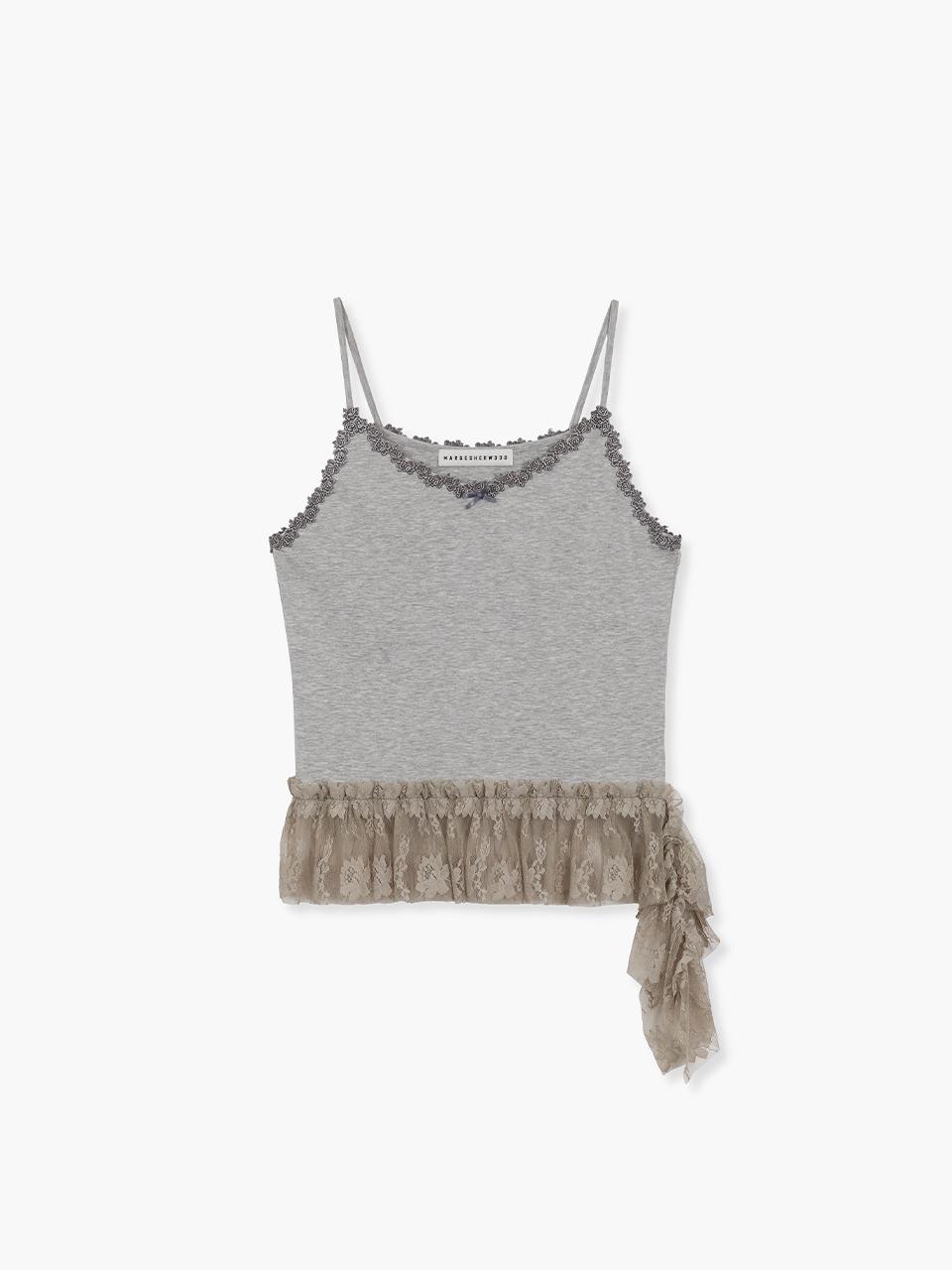 SHIRRING LACE SLEEVELESS_grey
