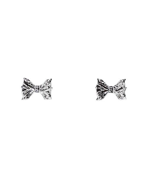Ribbon ruffle silver earring