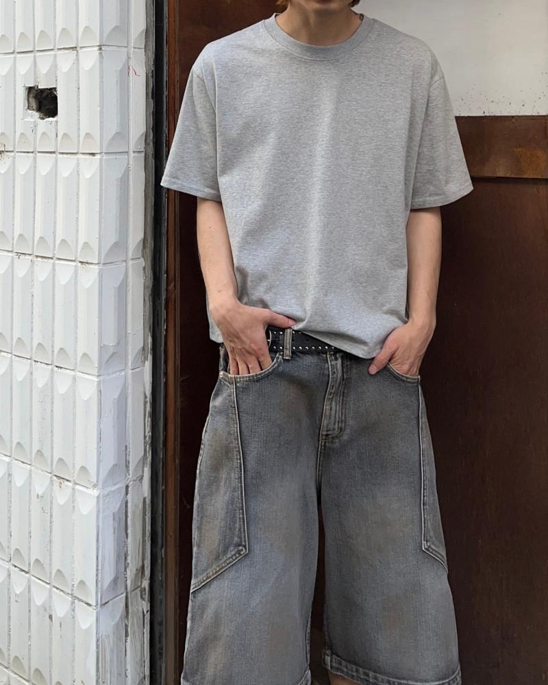 크롭 오버 반팔