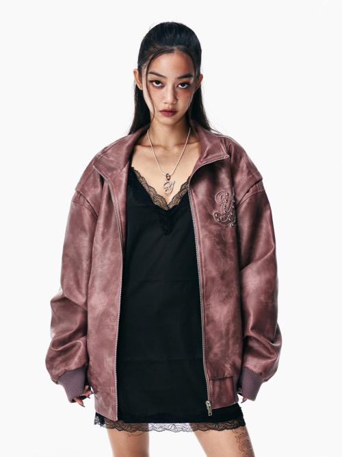 FAUX LEATHER WINGED JACKET PINK