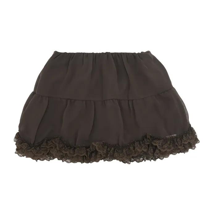 RUFFLE SKIRT (KHAKI BROWN)