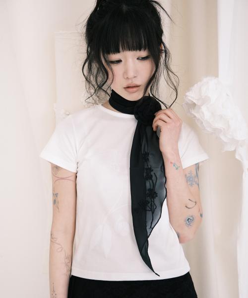 벚꽃 자수 쉬폰 스카프 (2 Colors)