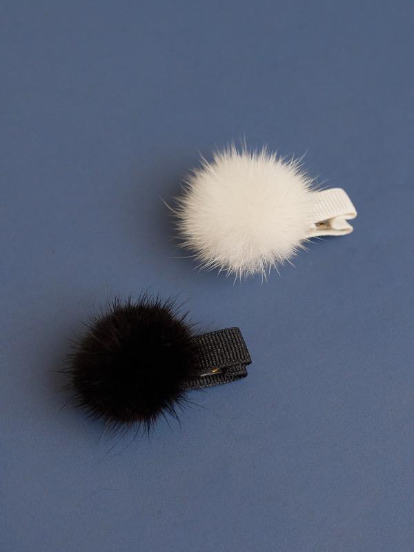 mink fur hair pin - 2color