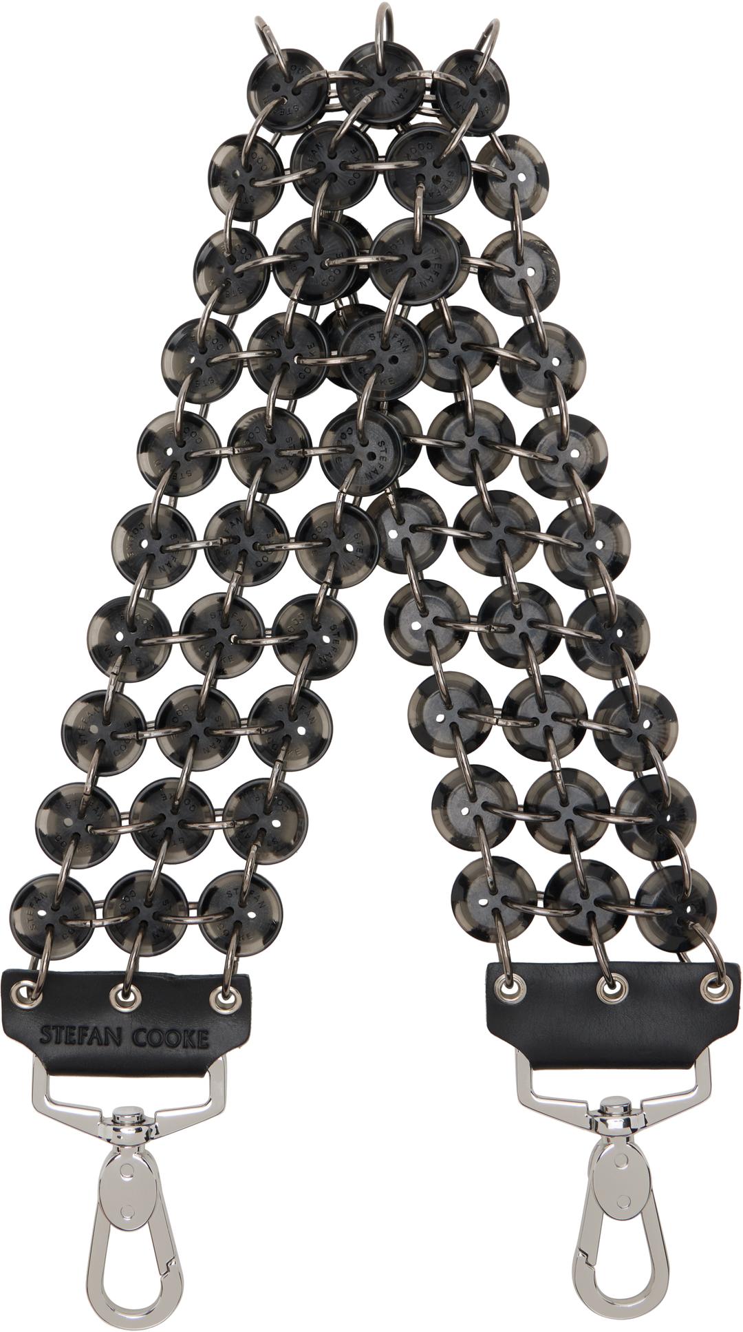 블랙 쇼트 버튼 백 스트랩