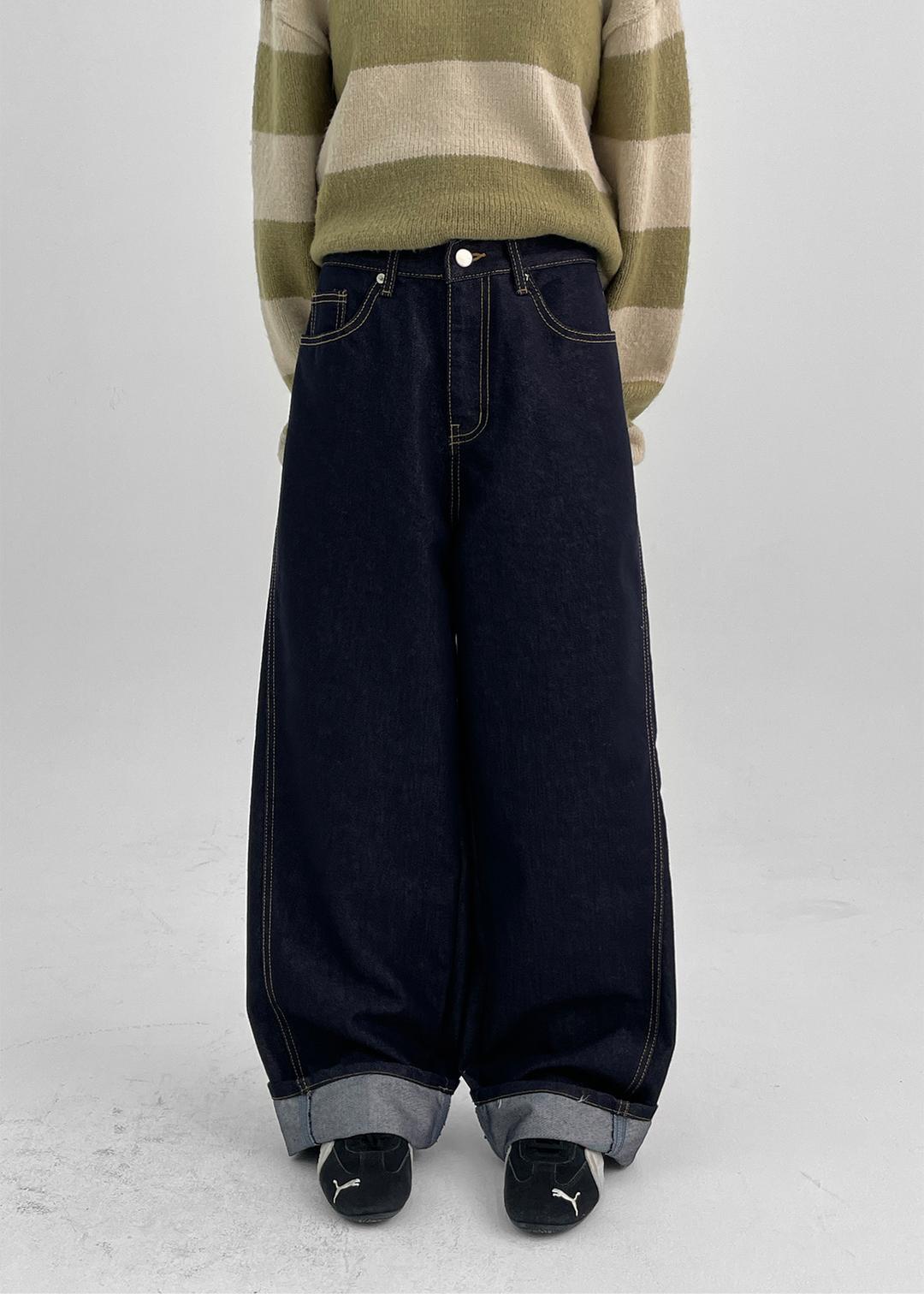 블랙업 [MADE] 버지니 논페이드 생지 절개 데님팬츠