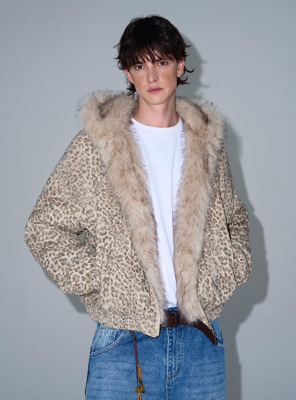 [MADWITCH] Winter Vintage Leopard Faux Fur Jacket